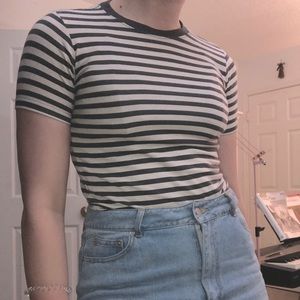 striped crop fitted